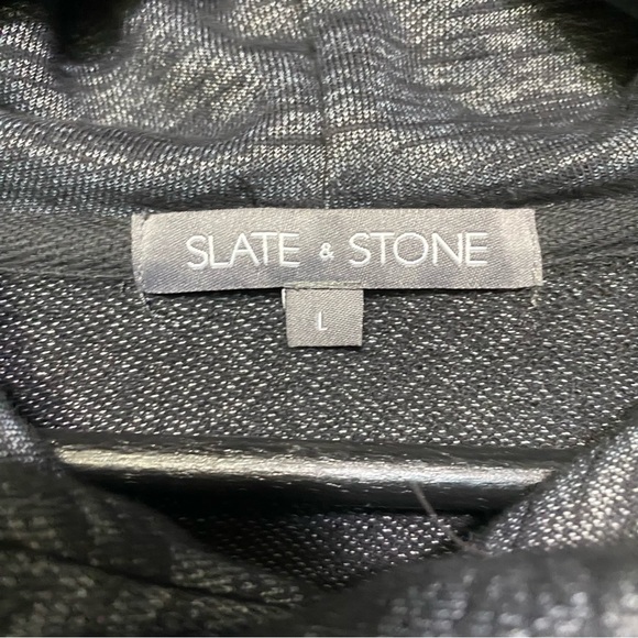 Slate & Stone Black Marl pouched Hoodie Men’s LG - Picture 3 of 4